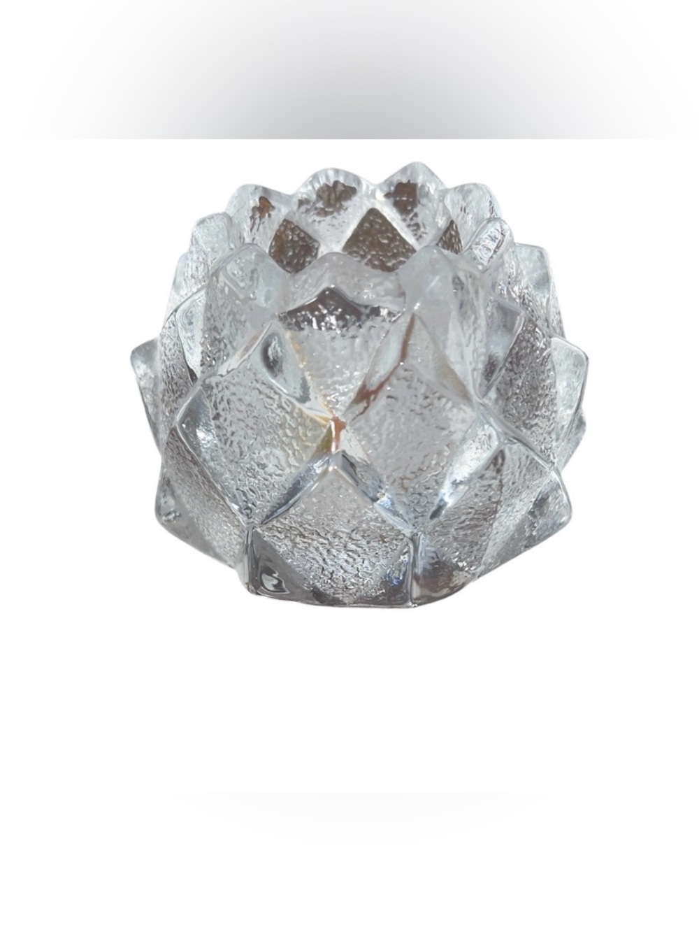 Orrefors Kosta Boda Clear Textured Glass Candle Holder